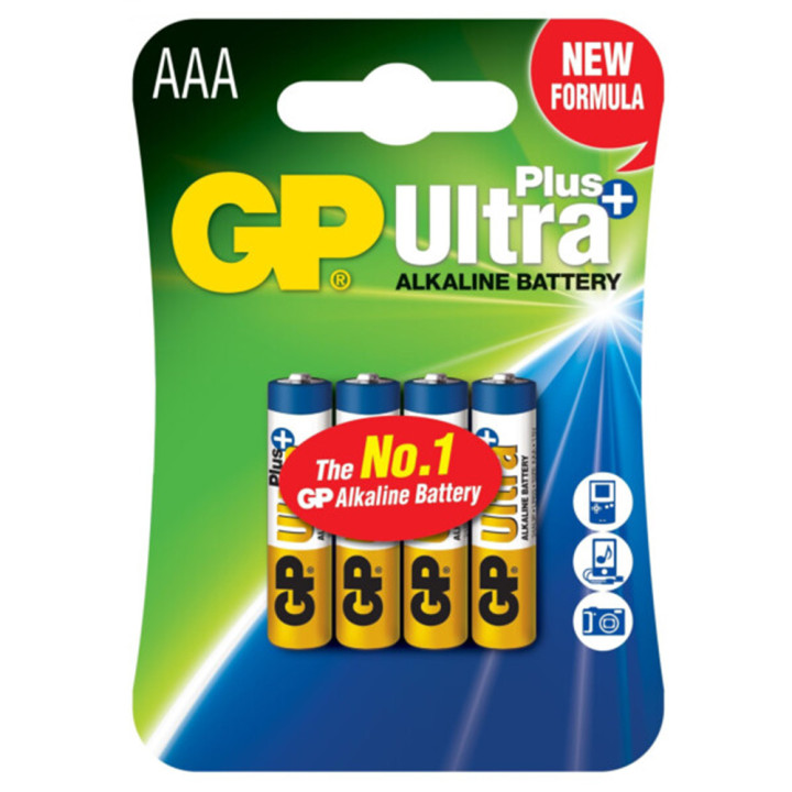 Батарейка AAA GP Ultra Plus Alkaline LR03 24AUPHM-2UE4 1.5V блистер (4шт), Blue