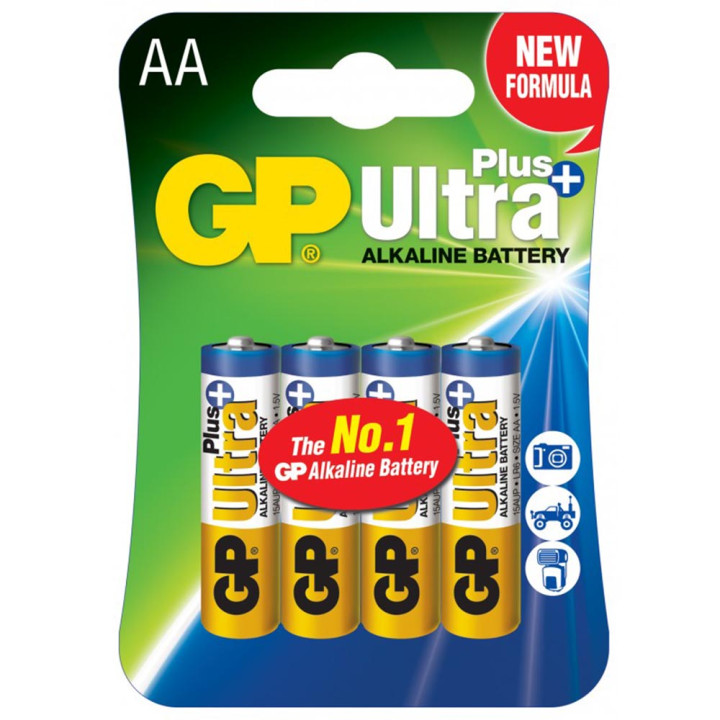 Батарейка AA GP Ultra Plus LR6 15AUPHM-2UE4 Alkaline 1.5V (4 шт.), Blue