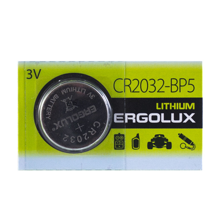 Батарейка ERGOLUX CR 2032 Lithium 3-V, Silver