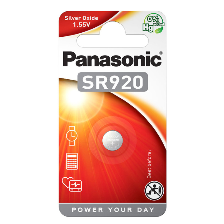 Батарейка Panasonic SR920 / LR920 / AG6 Silver Oxide 1.55V, Silver