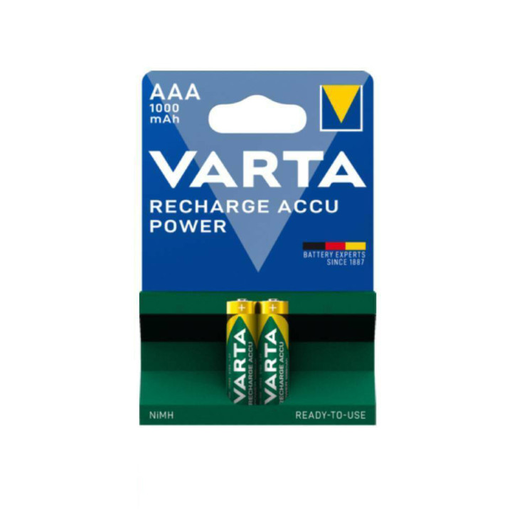 Аккумуляторные батарейки Varta Recharge Accu Power 1000mAh NiMH AAA HR03 1.2V, Green / Блистер