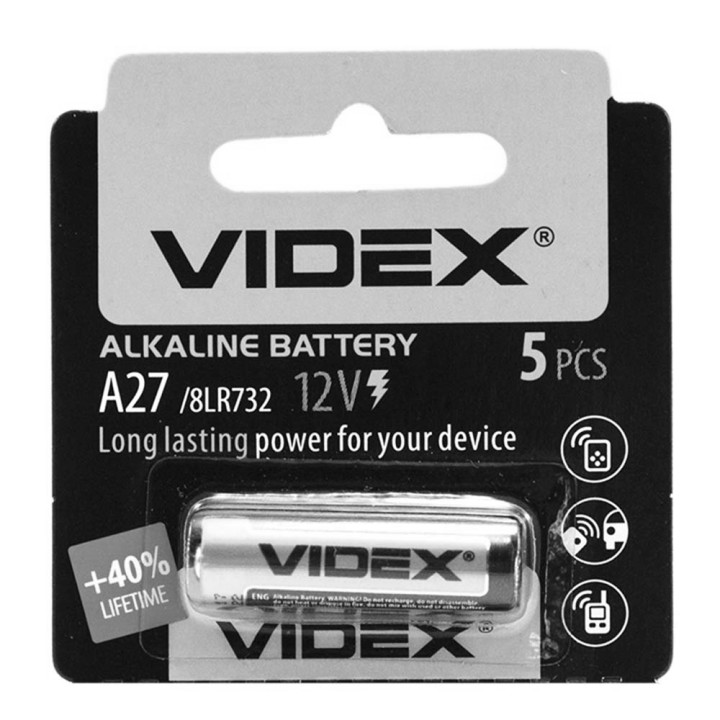 Батарейка Videx 27A 8LR732 12V, Black-Green