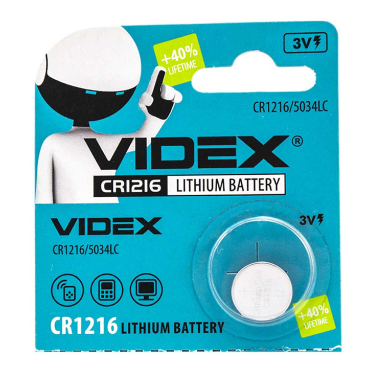 Батарейка Videx CR1216 5034-LC 3V, Silver.