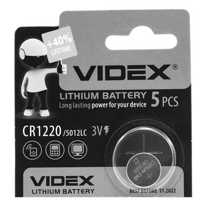 Батарейка Videx CR1220 5012LC 3V, Silver