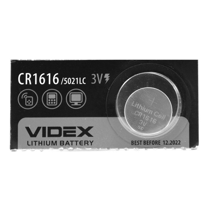 Батарейка Videx CR1616 5021-LC 3V, Silver.