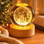 Декоративная лампа 3D-ночник Crystal Ball с деревянной подставкой, Луна