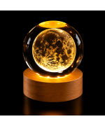 Декоративная лампа 3D-ночник Crystal Ball с деревянной подставкой, Луна
