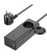 Сетевой удлинитель HOCO NS4 1 Socket Ports 1USB-A / 2USB-C PD65W QC3.0, Black