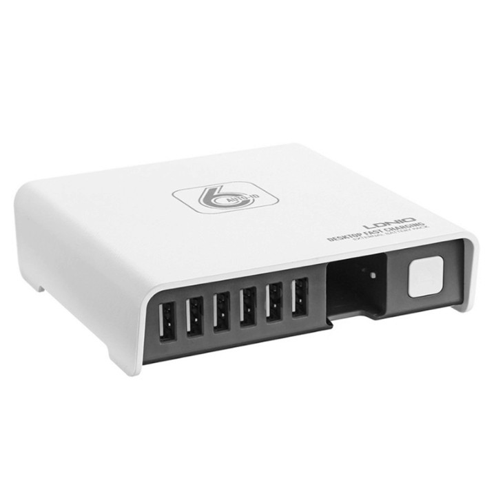 Мережевий зарядний пристрій, подовжувач LDNIO A6802 6 USB 8A + Powerbank 2600mAh 1,5м White