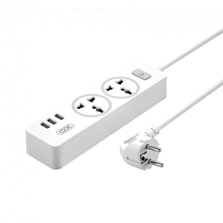 Сетевой фильтр XO WL04 2EU розетки 3USB порты 10A 1.8m, White