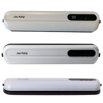 Побутовий вакууматор з індикатором та трубкою для вакуумування Jau Kang Vacuum-Sealer ZKFK-005 90W (10 пакетів у подарунок) з акумулятором, White