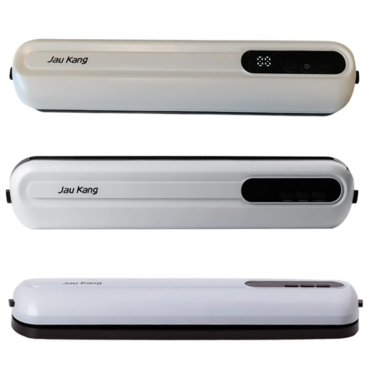 Побутовий вакууматор з індикатором та трубкою для вакуумування Jau Kang Vacuum-Sealer ZKFK-005 90W (10 пакетів у подарунок) з акумулятором, White