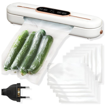 Побутовий вакууматор з дисплеєм Vacuum Sealer ZKFK-006 90W (10 пакетів у подарунок), White
