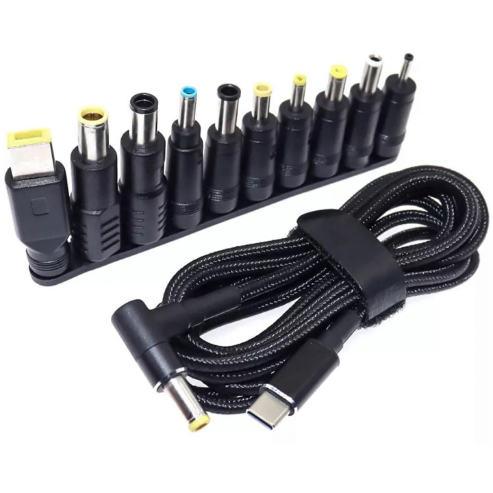 Кабель Type-C to DC 1.8m PD 65W DC 5.5*2.5 mm + 10 перехідників