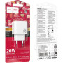 Сетевое зарядное устройство Hoco CS54A PD20W + QC3.0 (1 USB / 1 Type-C), White