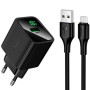 Сетевое зарядное устройство Hoco CS81A QC3.0 (1 USB / 3A)  кабель USB to Type-C, Black