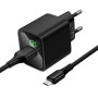 Сетевое зарядное устройство Hoco CS81A QC3.0 (1 USB / 3A)  кабель USB to Type-C, Black