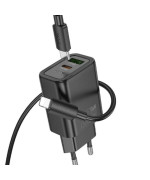 Сетевое зарядное устройство HOCO N61 PD20W + QC3.0 (1 USB / 1 Type-C) + кабель Type-C – Type-C, White