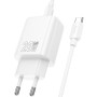 Мережевий зарядний пристрій HOCO N61 PD20W + QC3.0 (1 USB / 1 Type-C) + кабель Type-C – Type-C, White