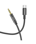 Кабель переходник Hoco UPA19  Type-C to AUX mini Jack 3.5 mm 1 м, Black