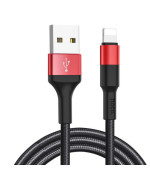 USB Data-кабель Hoco X26 USB to Lightning 2A 1m, Black - Red