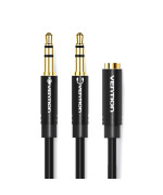 Кабель Vention BBTBY 2*3.5mm Male to 4 Pole 3.5mm Female Audio Cable 0.3m, Black