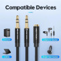 Кабель Vention BBTBY 2*3.5mm Male to 4 Pole 3.5mm Female Audio Cable 0.3m, Black
