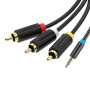 Відеокабель Vention BCBBG 3.5mm Male to 3RCA Male 1.5m, Black