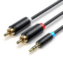 Кабель Vention BCLBH 3.5mm Male to 2-Male RCA Adapter Cable 2m, Black