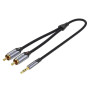Кабель Vention BCNBK 3.5mm Male to 2-Male RCA Adapter Cable 8m, Grey