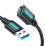 Кабель Vention (CBHBG) USB 3.0 Type-A Male to Type-A Female 2A 1.5m, Black