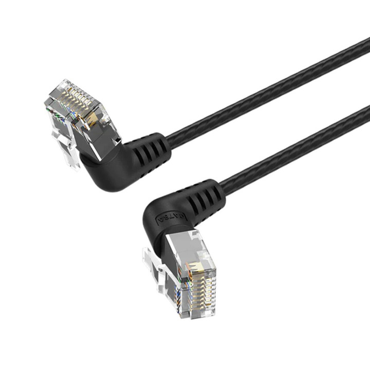 Кабель Vention IBOBF Cat6A UTP Rotate Right Angle Ethernet Patch Cable 1m, Black