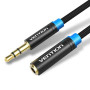 Аудио кабель Vention Cotton Braided 3.5mm Audio Extension Cable 2m VAB-B06-B200-M, Black