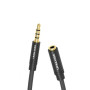 Аудіо кабель Vention Cotton Braided 3.5mm Audio Extension Cable 2m VAB-B06-B200-M, Black