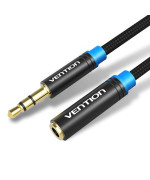 Аудіо кабель Vention Cotton Braided 3.5mm Audio Extension Cable 5m VAB-B06-B500-M, Black