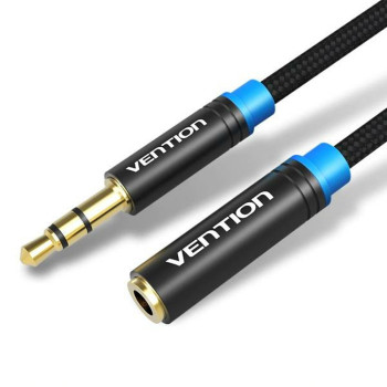 Аудио кабель Vention Cotton Braided 3.5mm Audio Extension Cable 5m VAB-B06-B500-M, Black