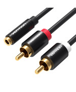 Кабель Vention VAB-R01-B100 3.5mm Female to 2RCA Male Audio Cable 1m, Black