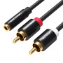 Кабель Vention VAB-R01-B150 3.5mm Female to 2RCA Male Audio Cable 1.5m, Black
