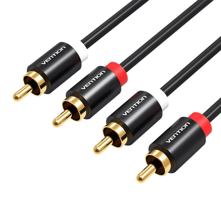 Кабель Vention VAB-R06-B150 2RCA Male to 2RCA Male Audio Cable 1.5m, Black