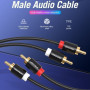 Кабель Vention VAB-R06-B100 2RCA Male to 2RCA Male Audio Cable 1m, Black