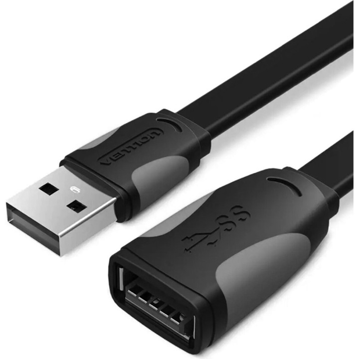 Кабель подовжувач Vention VAS-A13-B300 Flat USB3.0 Extension Cable 3m, Black