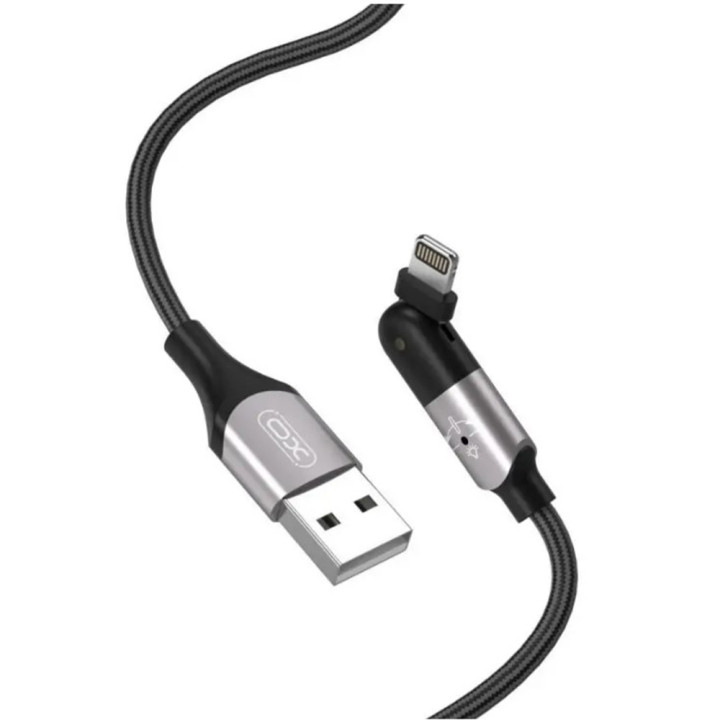 Data кабель з індикатором зарядки XO NB176 USB to Lightning 2.4A 1.2m, Black