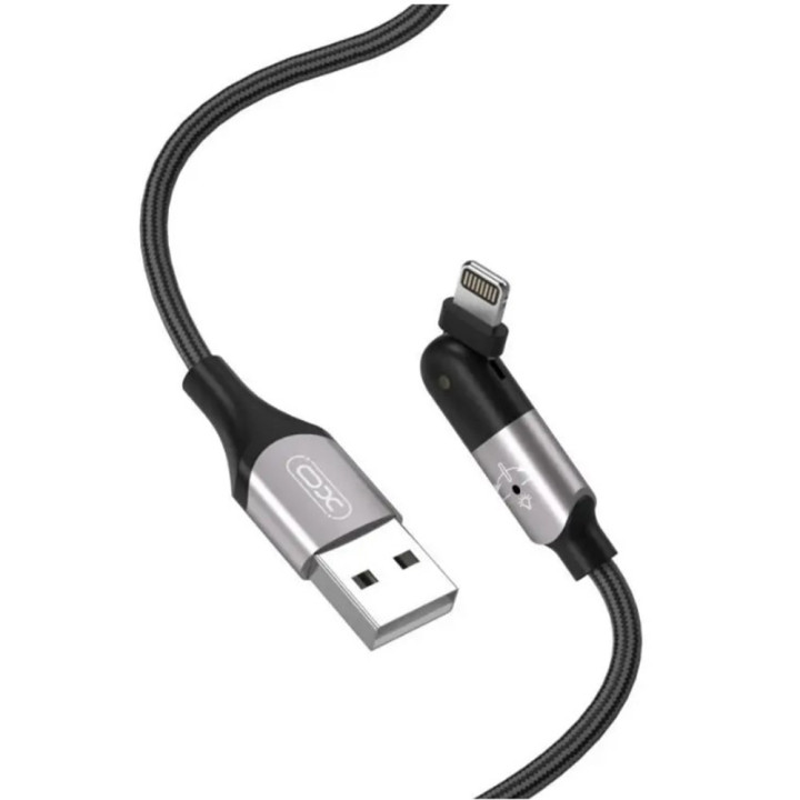 Data кабель с индикатором зарядки XO NB176 USB to Lightning 2.4A 1.2m, Black