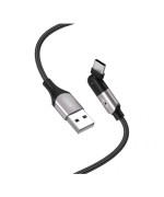 Data кабель з індикатором зарядки XO NB176 USB to Type-C 2.4A 1.2m, Black