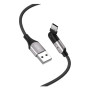 Data кабель с индикатором зарядки XO NB176 USB to Type-C 2.4A 1.2m, Black