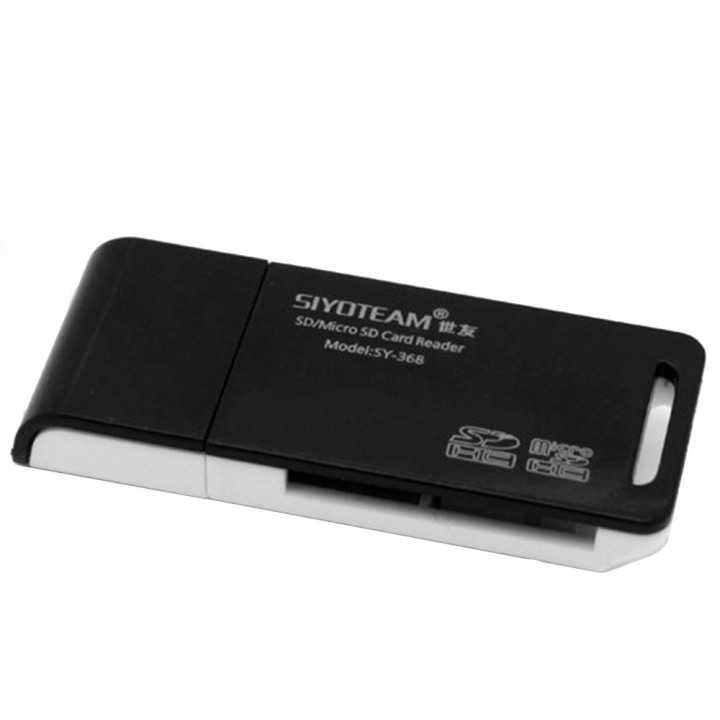 Кардрідер (Card Reader) OTG Siyoteam SY-368 microSD / SD / MMC для USB Black-White
