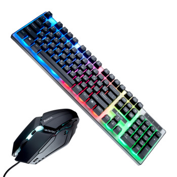 Провідна ігрова клавіатура та мишка Hoco GM18 з RGB підсвічуванням, Black