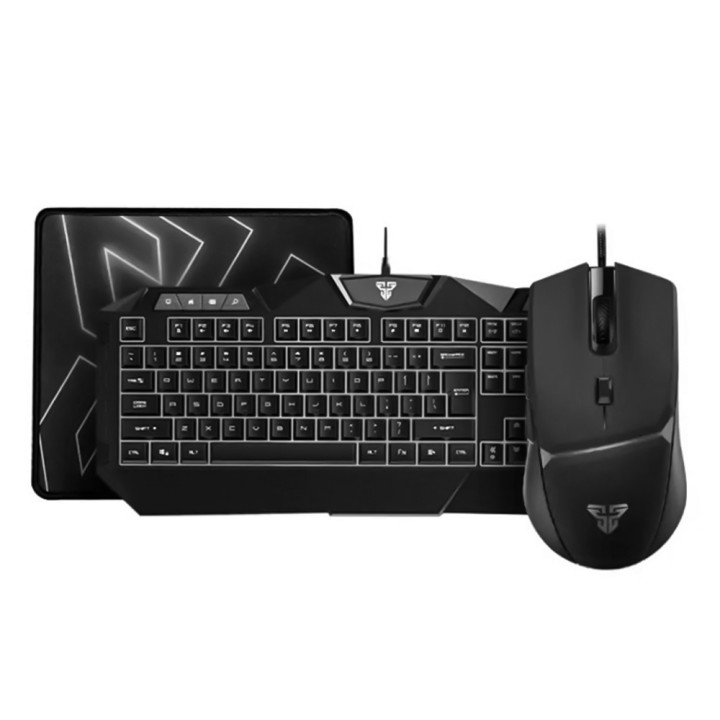 Провідна ігрова клавіатура та мишка Fantech P31 з RGB підсвічуванням та килимком у комплекті, Black