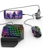 Игровой комплект 5-в-1: клавиатура с подсветкой / адаптер Jiaying M9 / мышь / коврик / подставка
