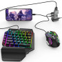Ігровий комплект 5-in-1 : клавіатура з підсвічуванням / адаптер Jiaying M9 / мишка / килимок / підставка
